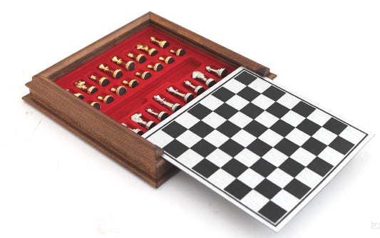Komplett Schack set 237  MAGNETIC CHESS SET Metal Chess Pieces Gold/Silver plated + wooden/alluminium Chess Board