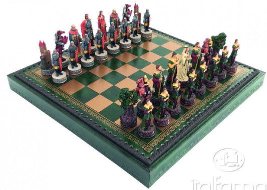 Komplett Schack set 089 Resin chess men + Leatherette chess board with container Robin Hood 35x35 cm