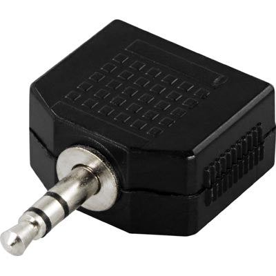 DELTACO Y-adapter för ljud, 1x3,5mm hane till 2x3,5mm hona