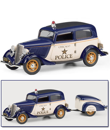 1933 Ford Deluxe Tudor Police Car w/Trailer - Limited edition , Franklin Mint