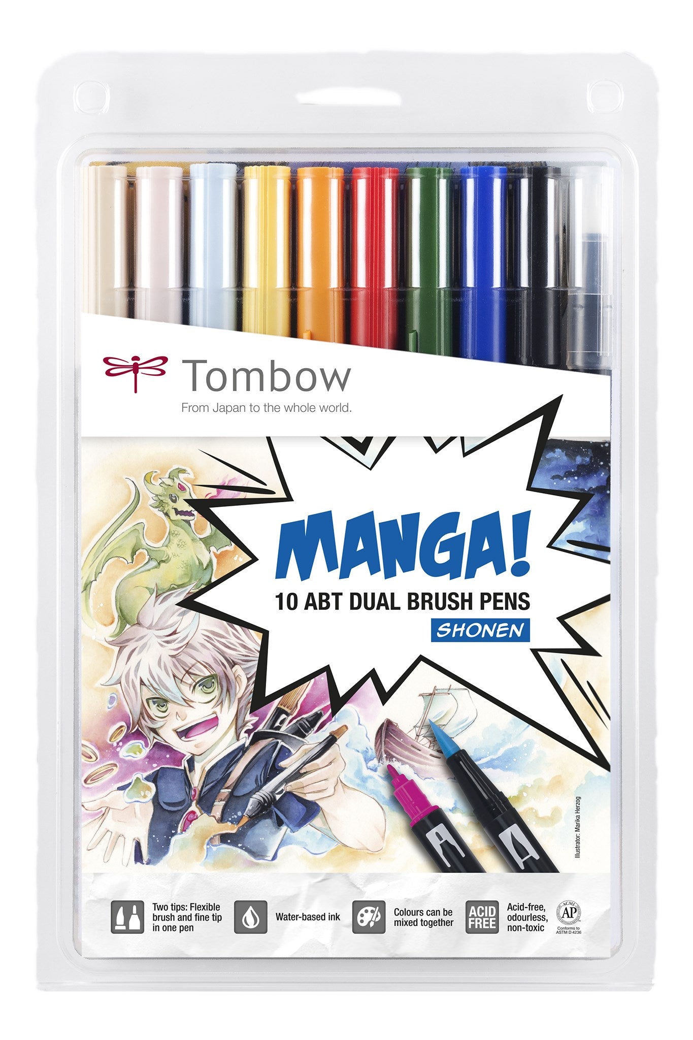 Tombow ABT Dual Brush Manga Shonen 10st Brush Pens
