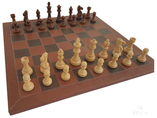 Komplett Schackset 200 i Rosenträ och äkta läder 53 x 53 cm