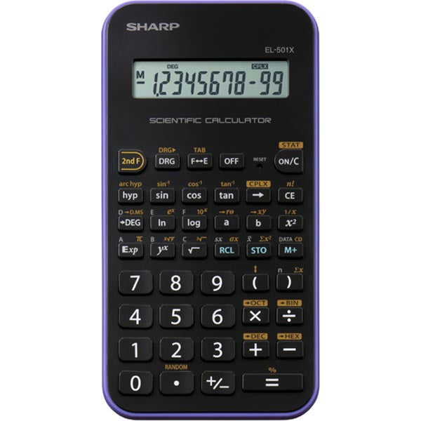 Sharp Education, EL501XBVL, teknisk gymnasieräknare med enradig display, 131 funktioner, svart/violett